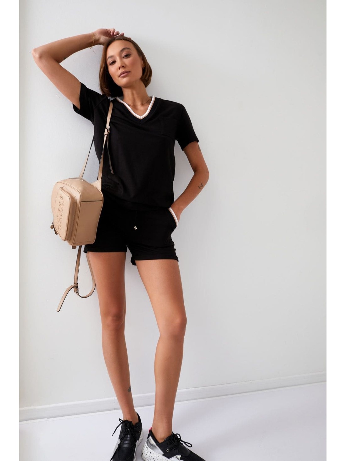 Damen-Sommerset mit Shorts, schwarz, FK619 – Online-Shop – Boutique